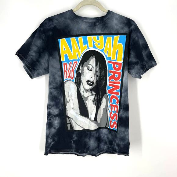 Aaliyah R&B Princess Graphic Band Tee Black Tie Dye Medium NWOT - Picture 4 of 6